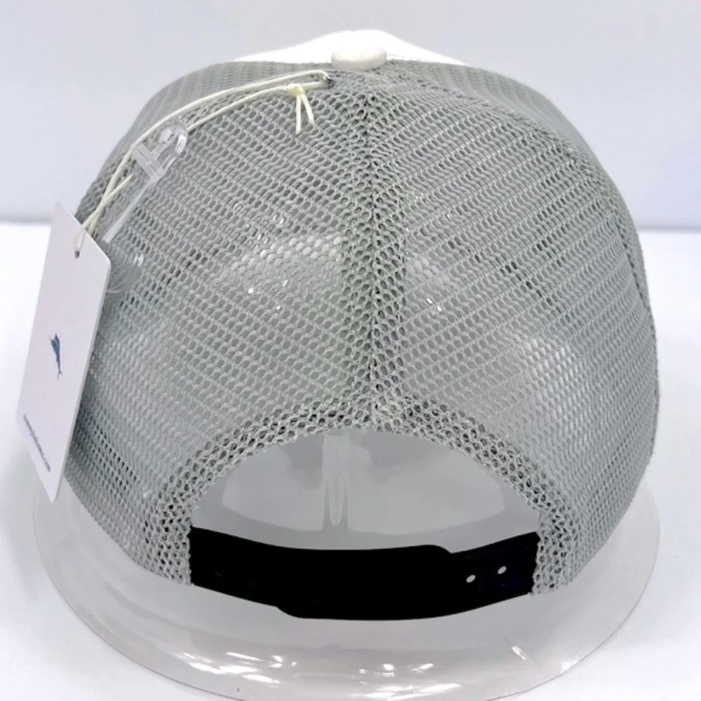TOMMY BAHAMA CAP HAT, FRONT IS WHITE BACK IS GREY MESH & LOGO ADJ. STRAP, UNISEX
